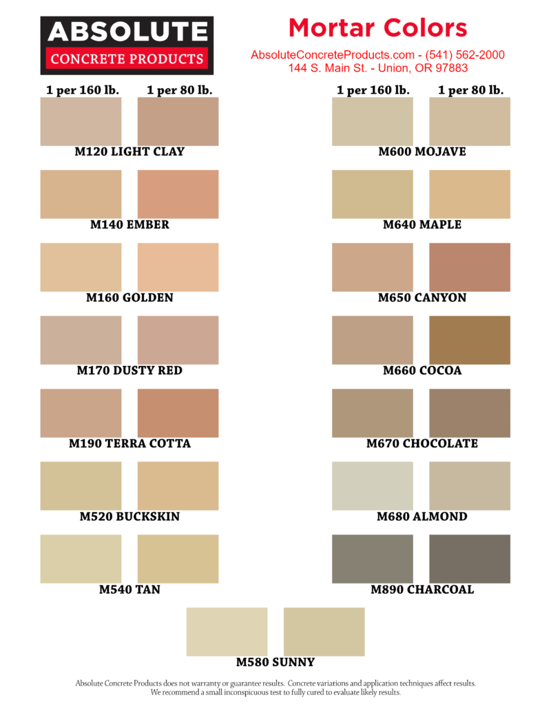 Mortar Color Samples