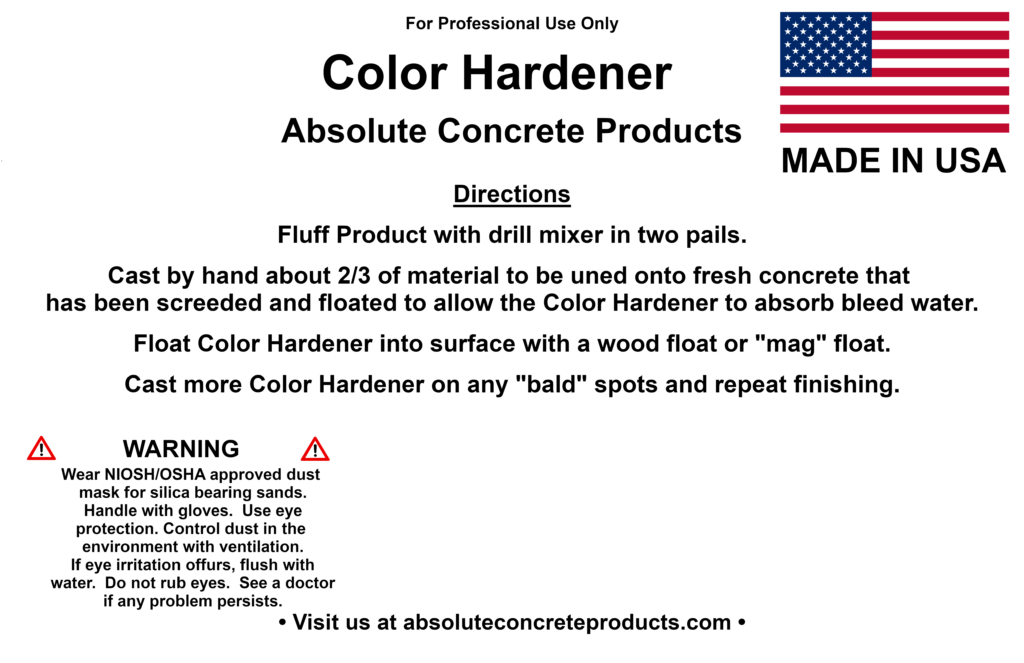 Color Hardener - Absolute Concrete Products